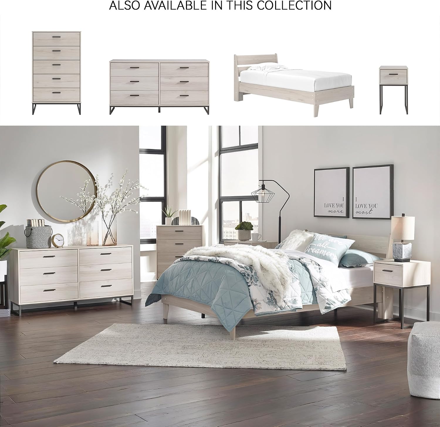 Signature Design by Ashley Socalle Casual Twin Panel Platform Bed in a Box, Foundation or Box Spring Not Needed, Beige