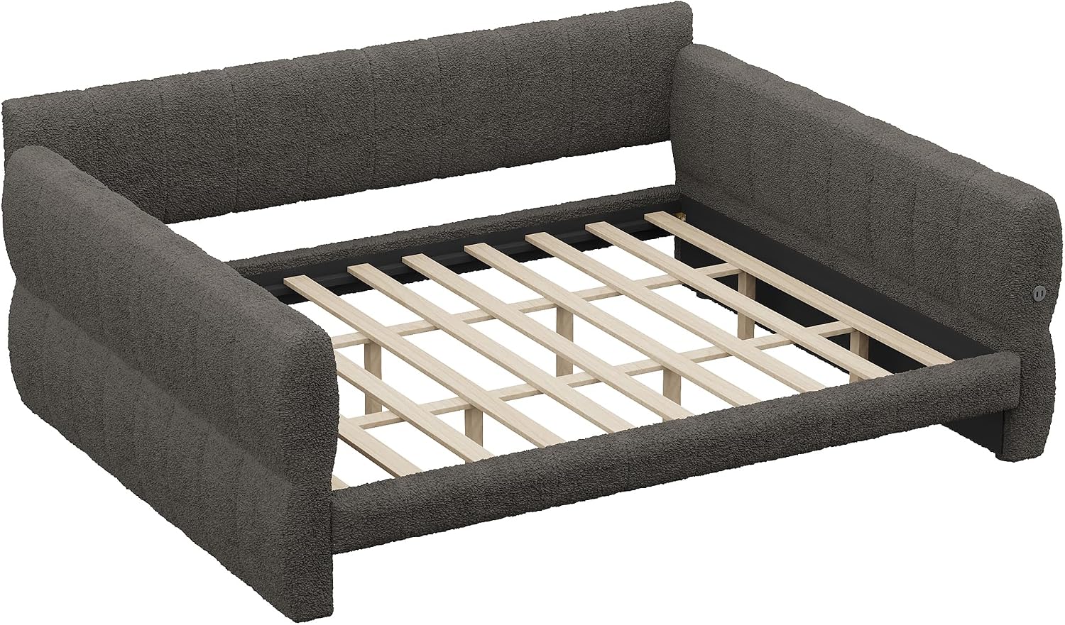RuiSiSi King Size Daybed with USB, Upholstered Daybed Frame for Bedroom, Modern Daybed King with with USB, Gray