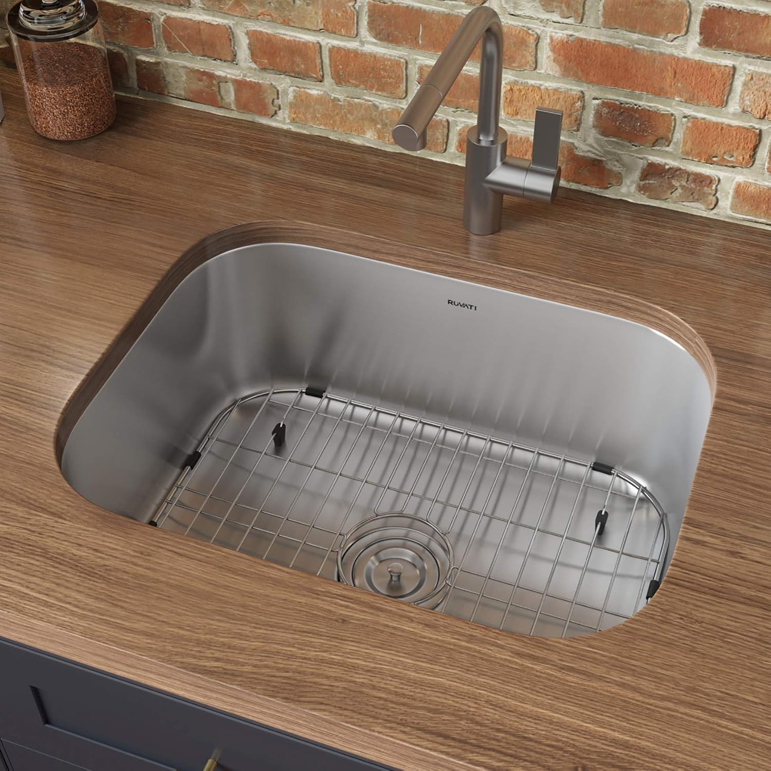 Ruvati 24' Inch RVM4132 Undermount Kitchen Sink - 16 Gauge Stainless Steel Kitchen Sink Single Bowl with Brushed Finish hides scratches, Easy-to-Clean Undermount Sinks