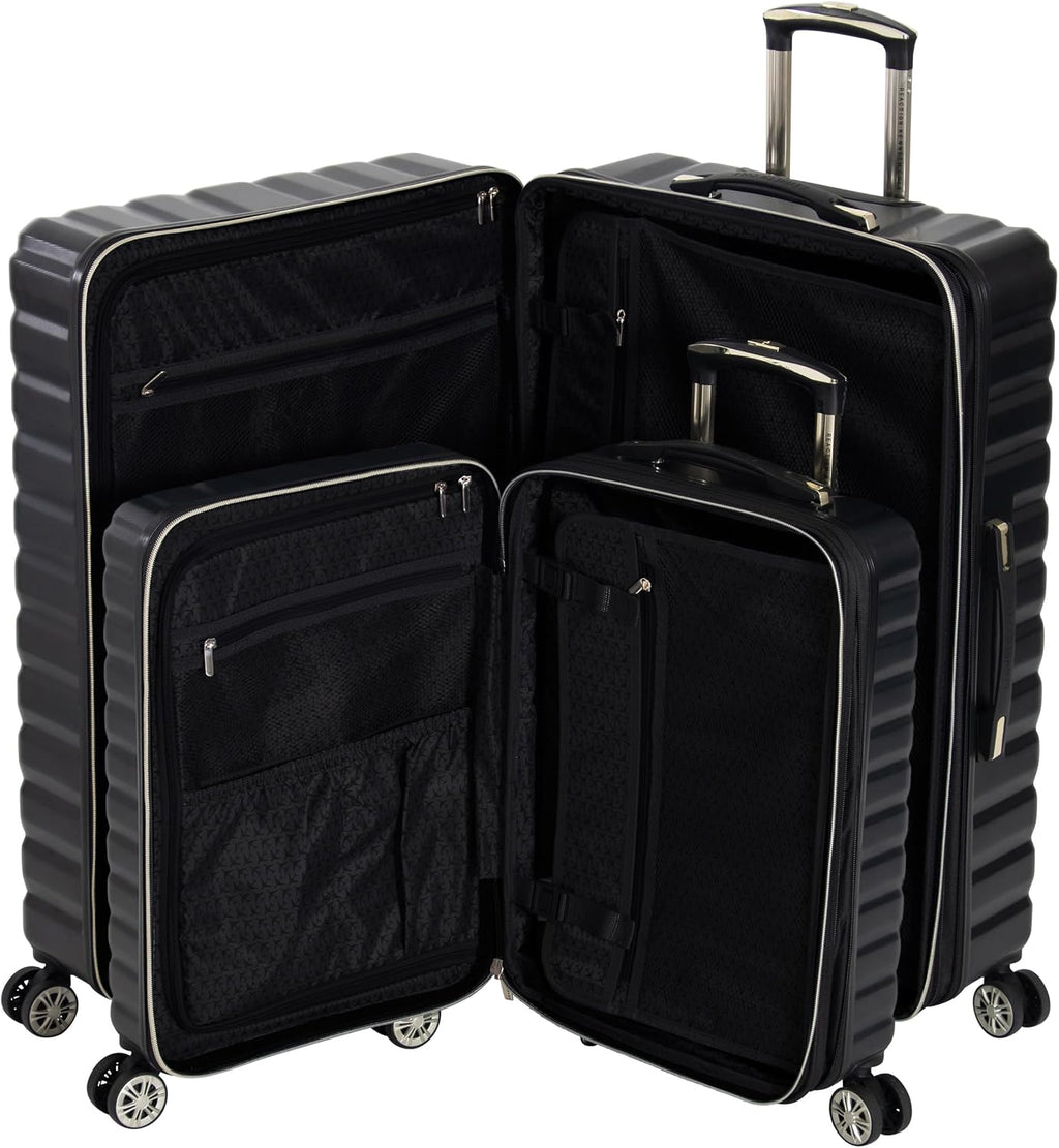 Kenneth Cole REACTION Madison Square Lightweight Hardside Chevron Expandable Spinner Luggage, Black, 2-Piece Set (20' & 28')