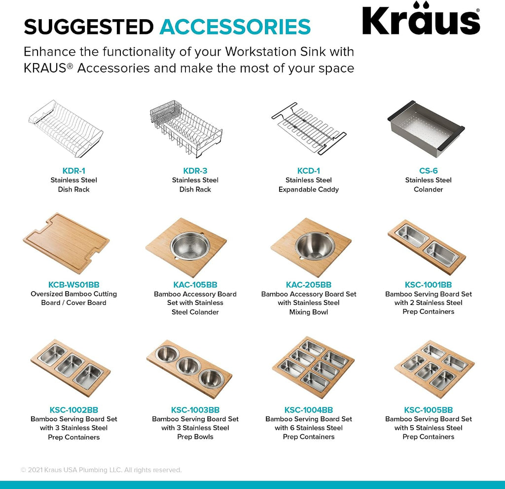 KRAUS Kore Workstation 27-inch Farmhouse Apron Front 16 Gauge Black Stainless Steel Single Bowl Kitchen Sink in PVD Gunmetal Finish with Accessories, KWF210-27-PGM