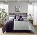 Chezmoi Collection Upland 7-Piece Quilted Patchwork Comforter Set, Lavender/Gray/Purple, Oversized King
