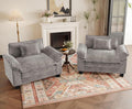 HUSFU Oversized Accent Chair, Chenille Cloud Sofa Chair with Deep Seat and Extra Wide Armrests, Comfy Reading Armchair for Living Room, Bedroom, Set of 2, Gray