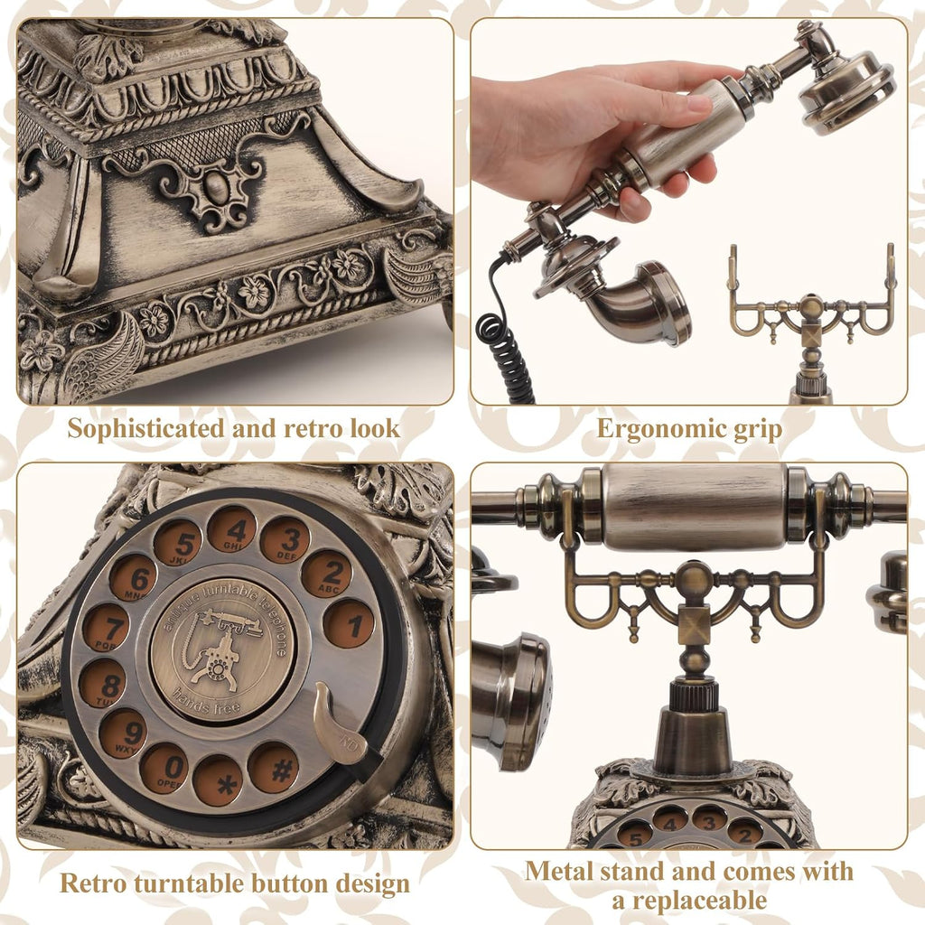Audio Guest Book Phone, 32G Capacity Vintage Audio GuestBook Wedding Phone, Retro Audio Telephone Recording Customized Voice Message for Your Wedding Party, Copper