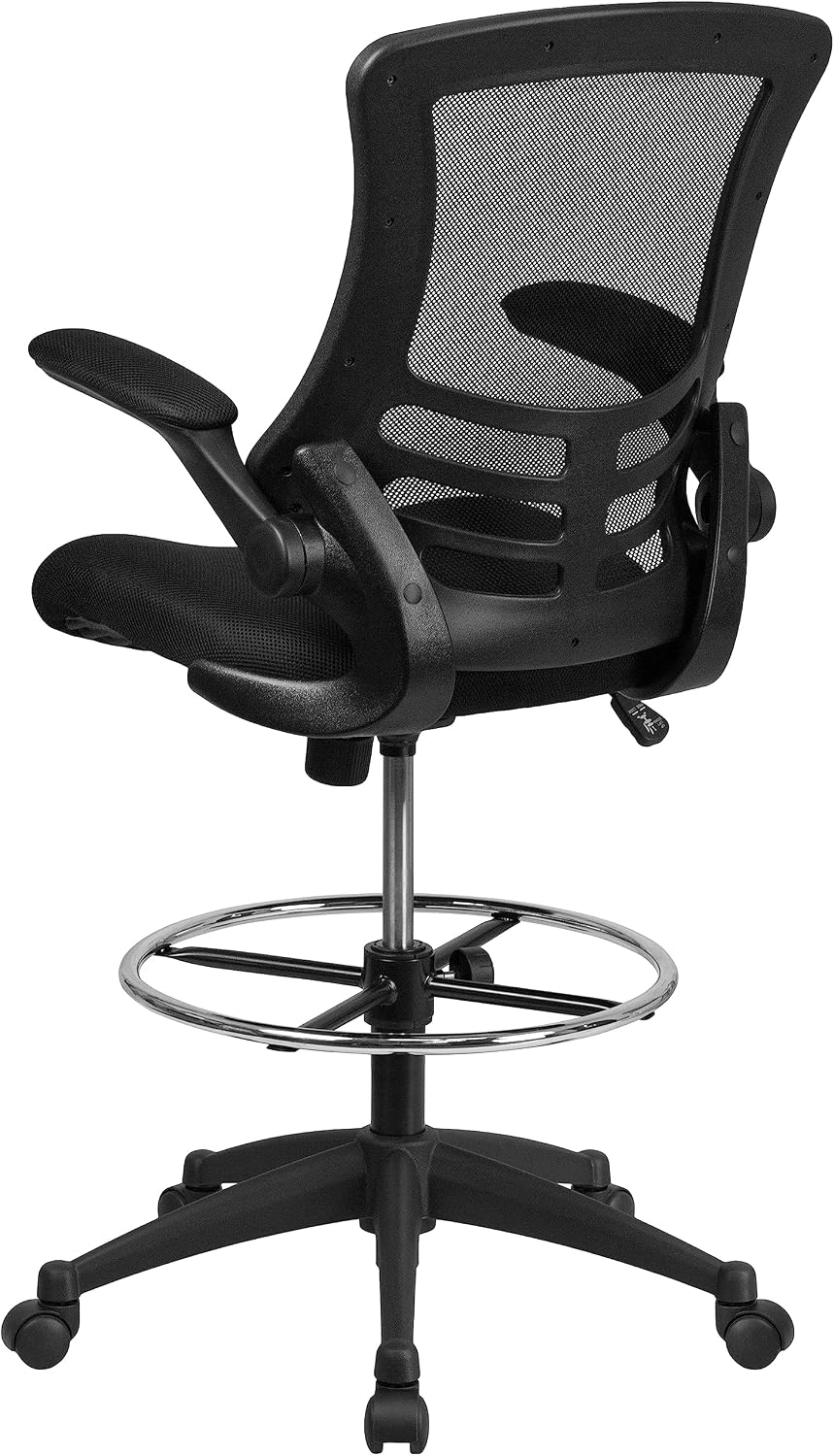 Flash Furniture Kelista Mid-Back Swivel Office Chair with Adjustable Seat Height, Ergonomic Mesh Desk Chair with Flip-Up Armrests, Black