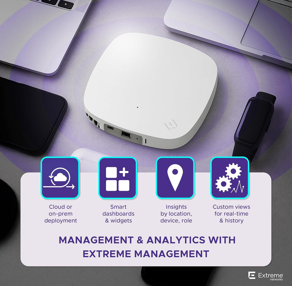 Extreme Networks | AP305C-FCC | AP305C-FCC Indoor Wi-Fi 6 Wireless Access Point | Dual Radio, 802.11ax, Cloud Managed, High Performance, Secure, Easy Deployment, Office, Hospitality