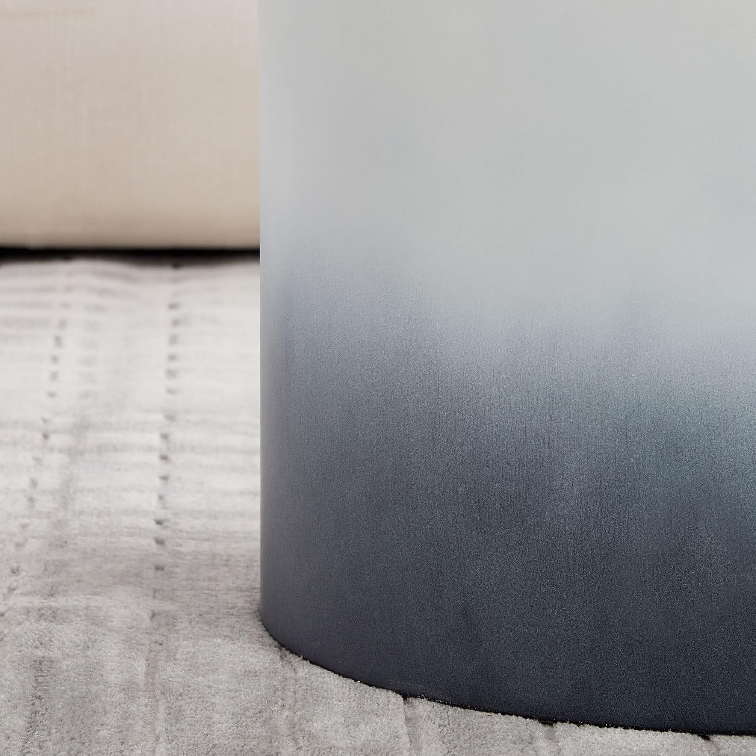 Round Coffee Table Set of 2, Modern Circle Nesting Coffee Table Double Wood End/Side Table for Living Room Small Spaces, Minimalist Abstract Mist Gradient - Black to White,18.9' & 14.96'