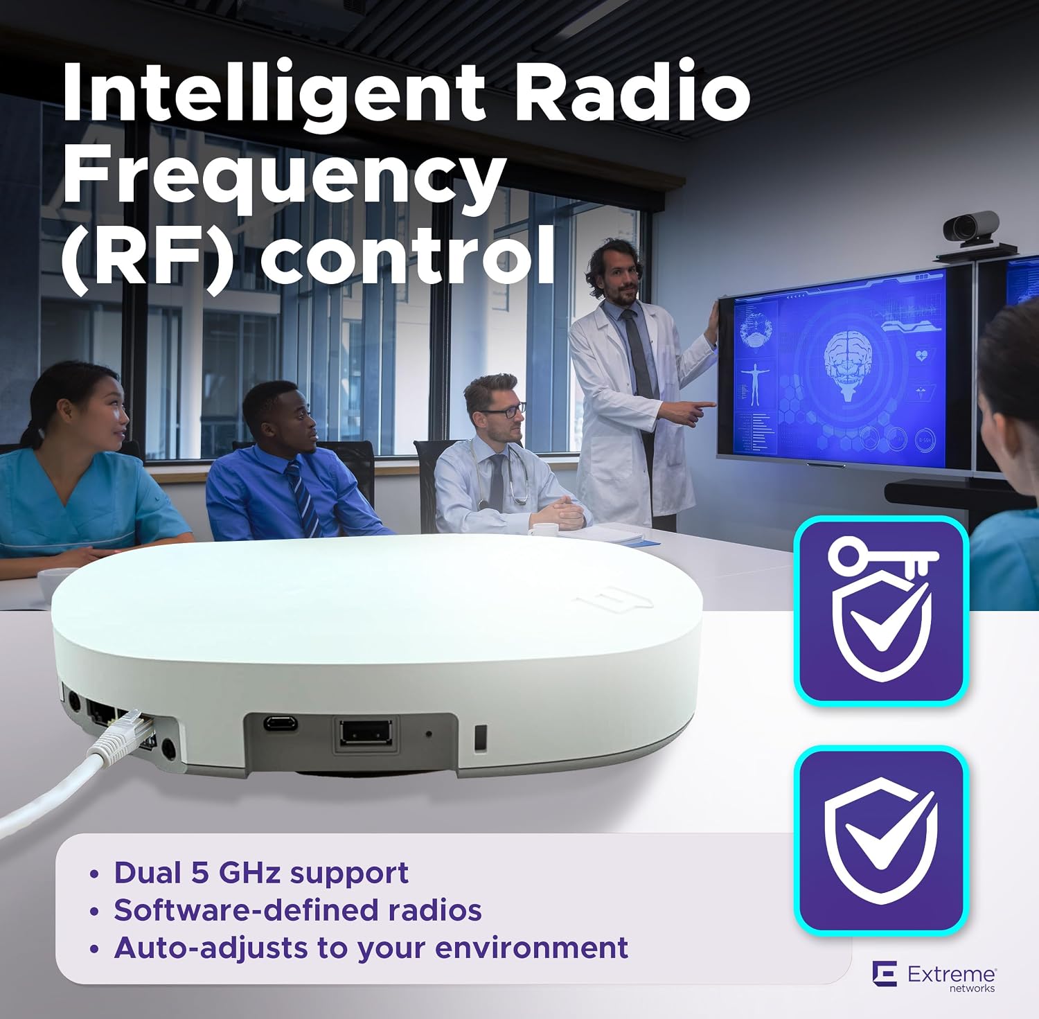 Extreme Networks | AP305C-FCC | AP305C-FCC Indoor Wi-Fi 6 Wireless Access Point | Dual Radio, 802.11ax, Cloud Managed, High Performance, Secure, Easy Deployment, Office, Hospitality