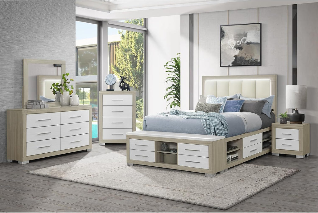5PC Natural White Full Bedroom Set CV33