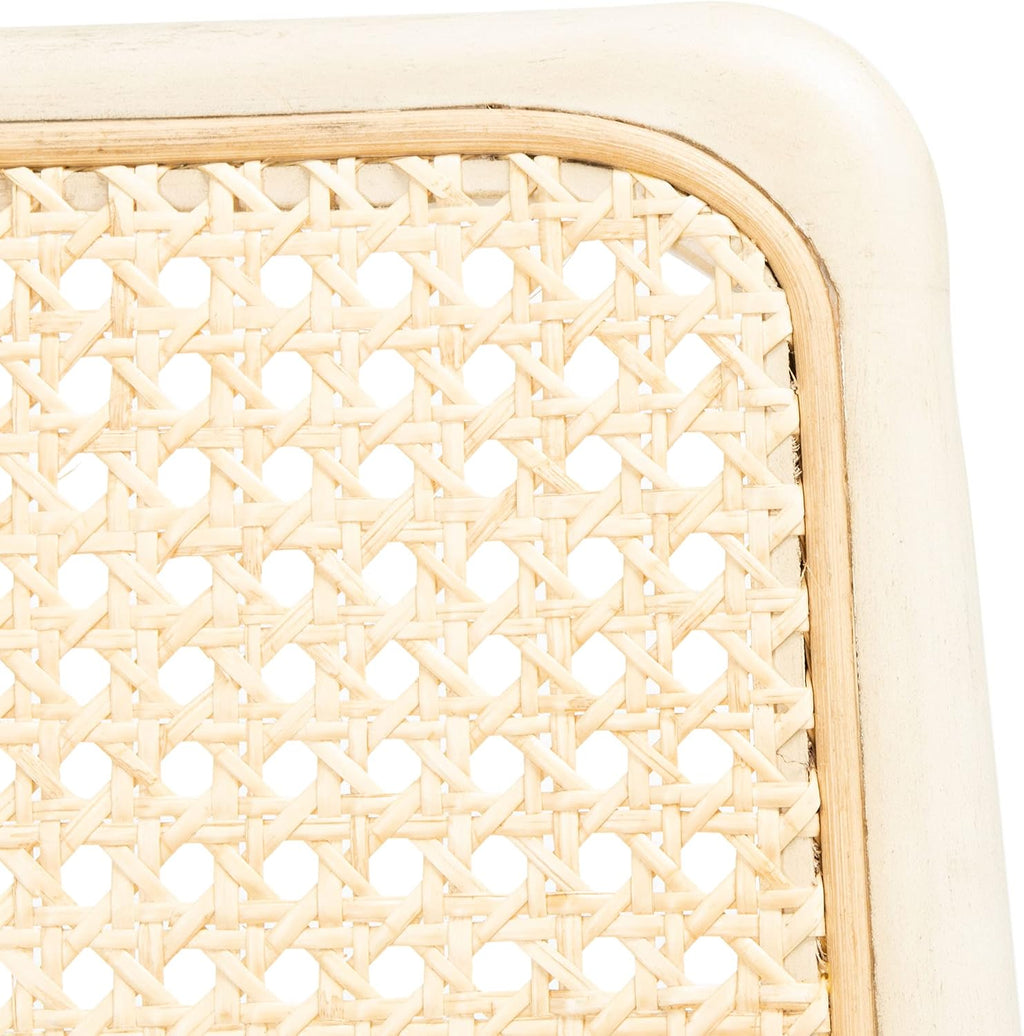 SAFAVIEH Home Collection Reinhardt White Rattan Cushion Dining Chair (Set of 2) -Fully Assembled DCH8800B-SET2