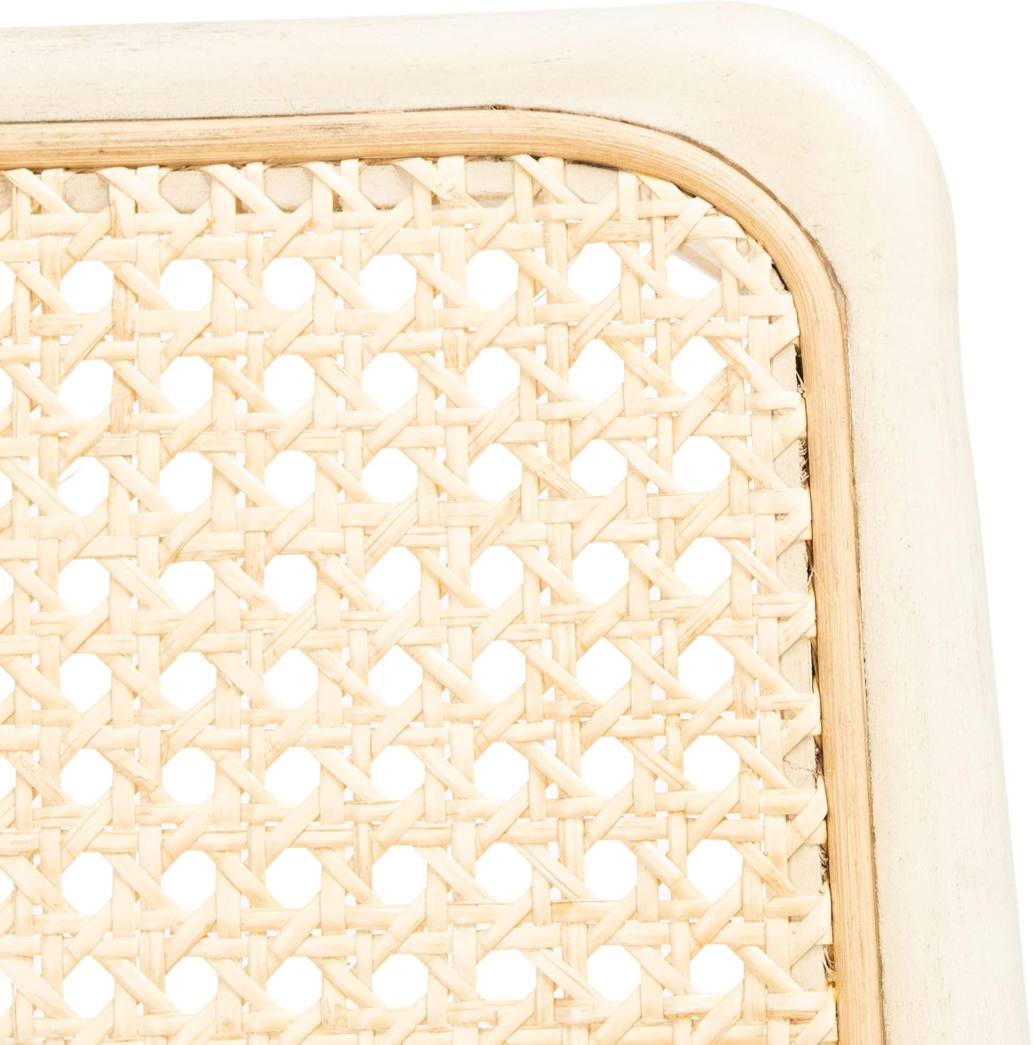 SAFAVIEH Home Collection Reinhardt White Rattan Cushion Dining Chair (Set of 2) -Fully Assembled DCH8800B-SET2