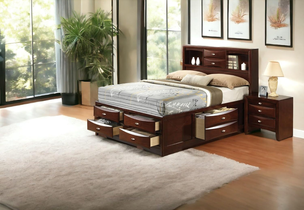 Acme Ireland Full Wood Platform Bed with Storage Drawers in Espresso