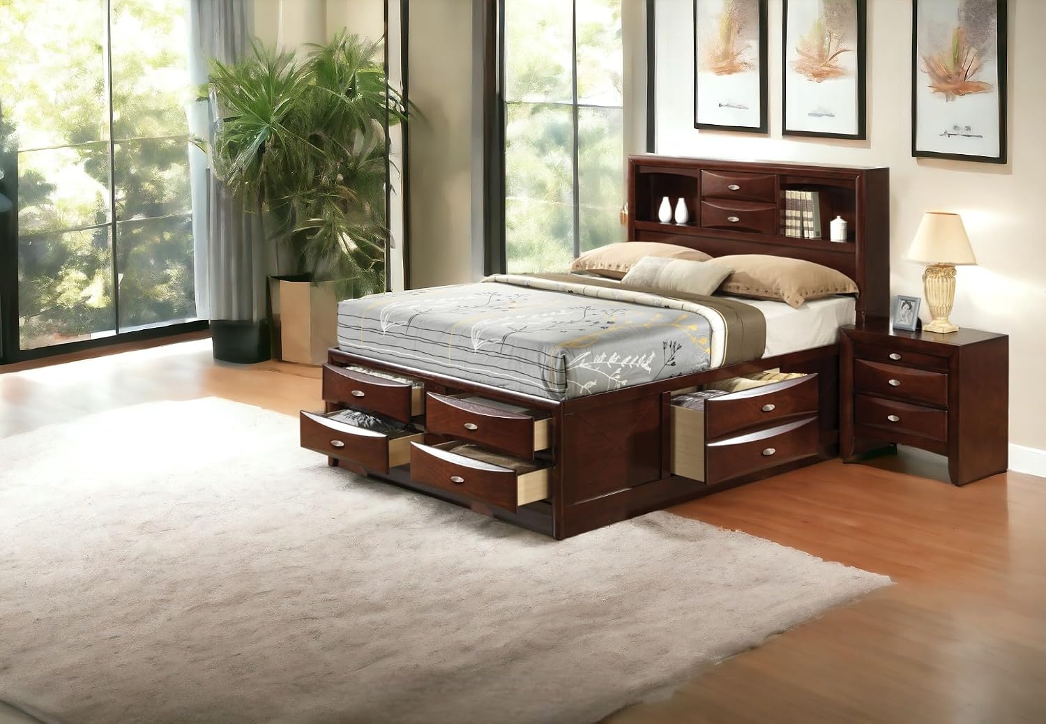 Acme Ireland Full Wood Platform Bed with Storage Drawers in Espresso