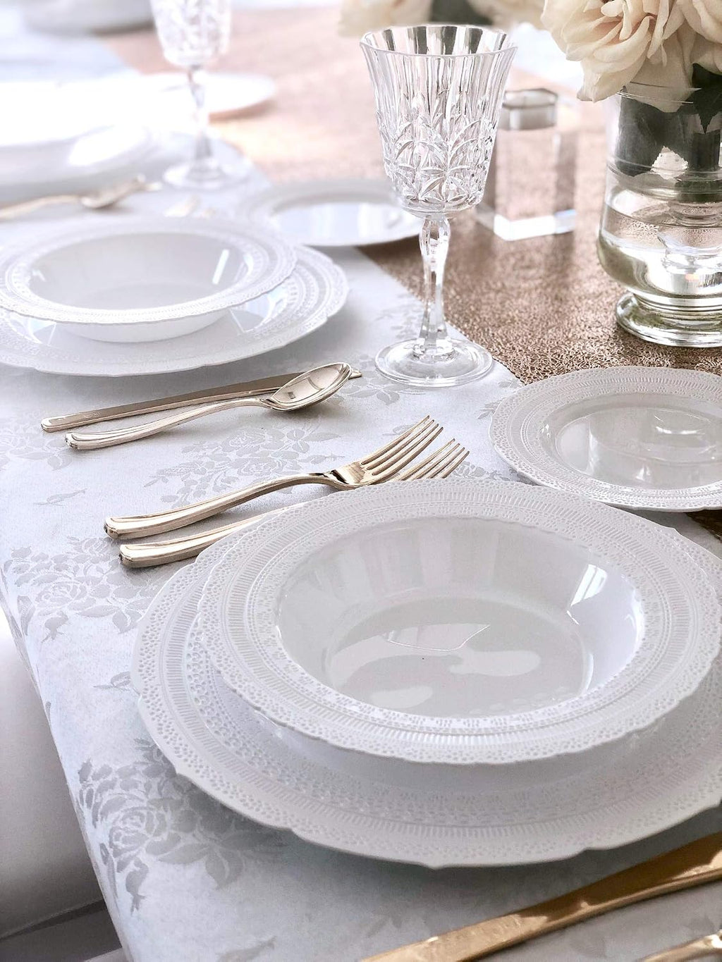 ' OCCASIONS ' 240 Bowls Pack, Extra Heavyweight Vintage Wedding Party Disposable Plastic Bowls (14 oz Soup Bowl, Chateau White)
