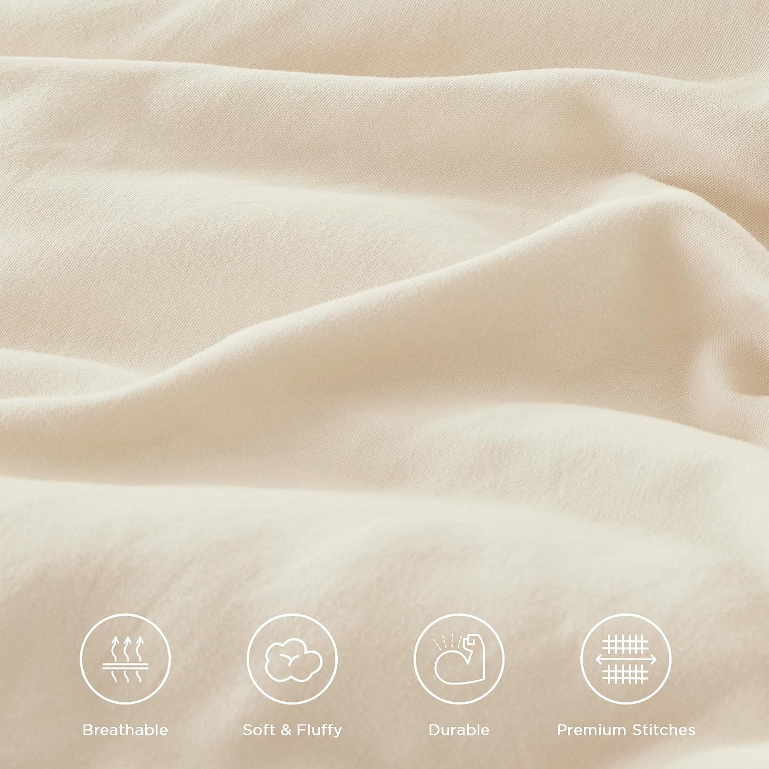 Andency Super King Plus Ruffle Comforter Set, 3 Pieces Soft Farmhouse Shabby Chic Bedding Set, Lightweight Oversized California King Comforter Set 128x120 (1 Comforter 2 Pillowcases), Beige