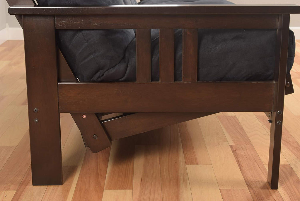 Kodiak Furniture Monterey Futon Set with Storage Drawers, with Espresso Base and Linen Charcoal Mattress