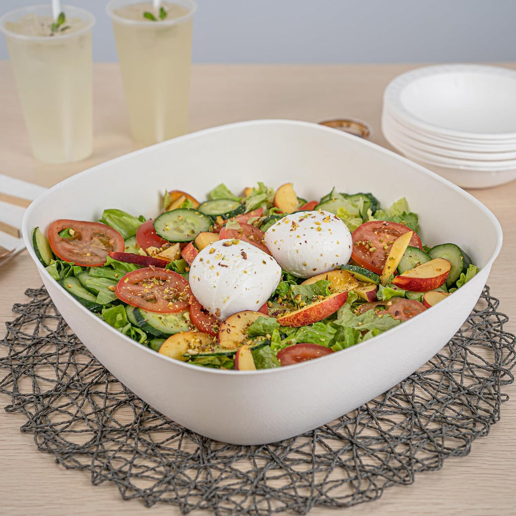 Indo 6.3 Inch Square Palm Plates, 100 Microwavable Palm Leaf Dinner Plates - Freezable, No PFAS Added, Areca Palm Leaf Plates, Oven-Ready, For Hot & Cold Foods - Restaurantware