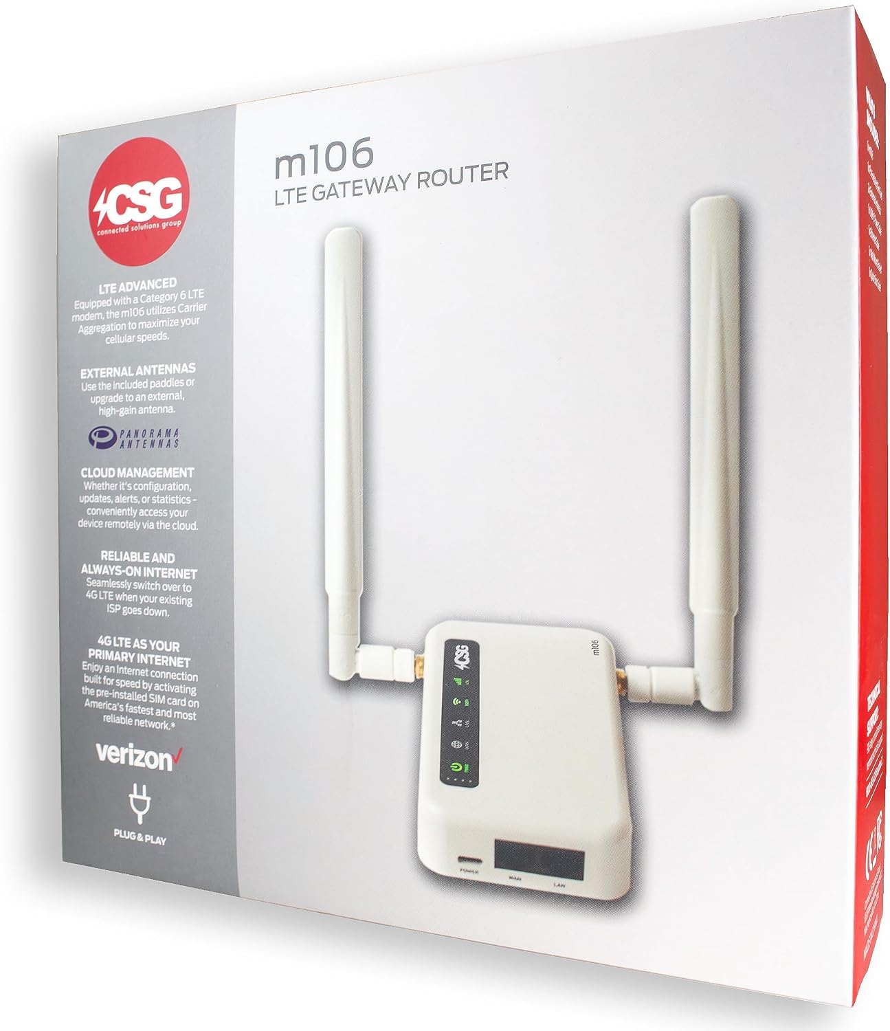 CSG m106 LTE Cellular Gateway Business or Home Router, Verizon 4G LTE Network Compatible, Built-in Failover, 5,000 mAh Backup Battery for Travel, Lightweight Portable Design, RV Internet