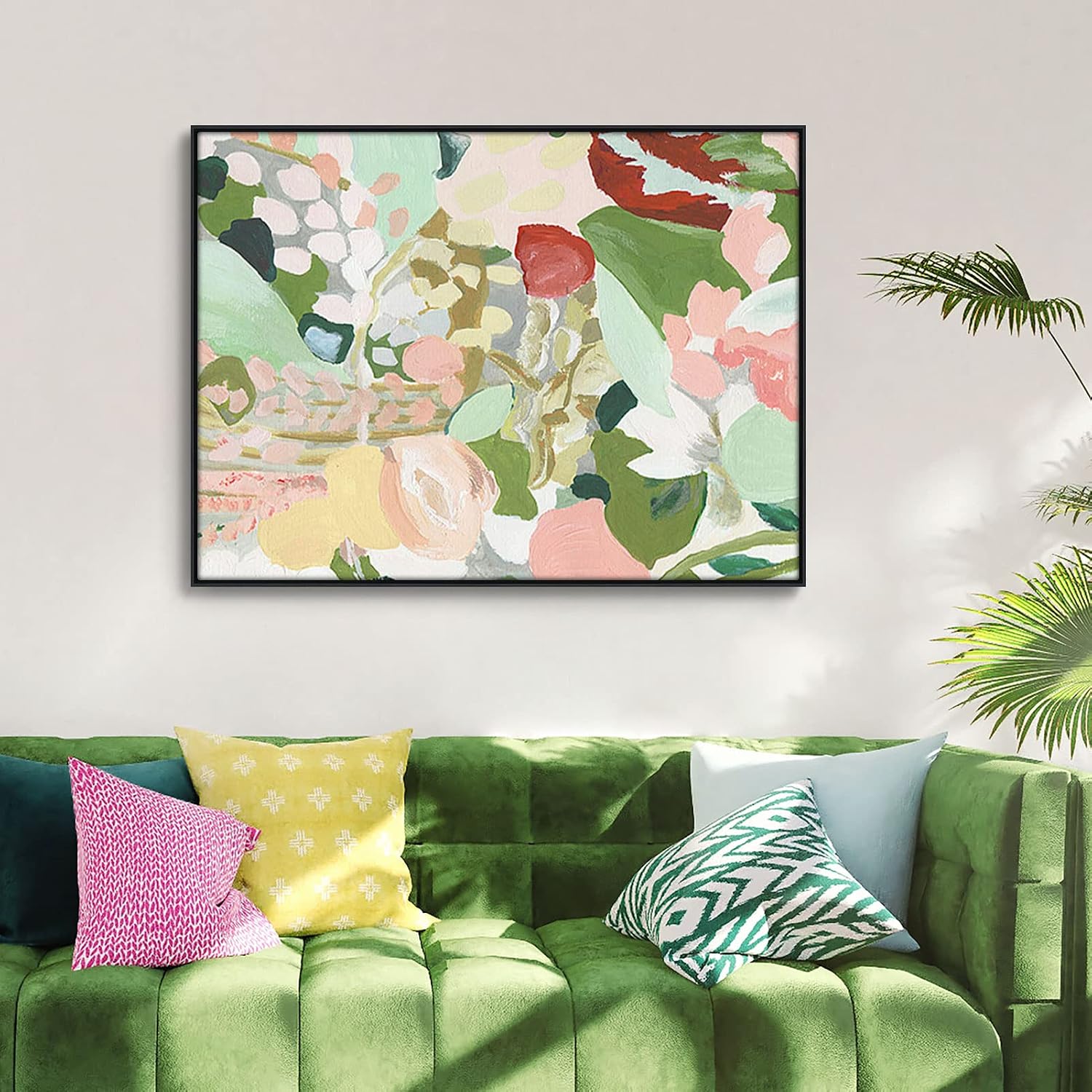 Canvas Floater Frame for 48x72 Oil Paintings, DIY Metal Floating Frames with 1.5' Deep for Modern Abstract Wall Art Flower Floral Prints, Minimalist Home Gallery Show Exhibition Decor (Black)