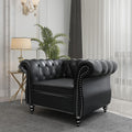 QHITTY Accent Chair, Chesterfield Chair Modern Leather Upholstered Chair with Tufted Back for Living Room Furniture (Black)