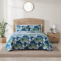 Tommy Bahama - King Quilt Set, Reversible Cotton Bedding with Matching Shams, Medium Weight, Oeko-Tex Certified (Southern Breeze Dark Blue)