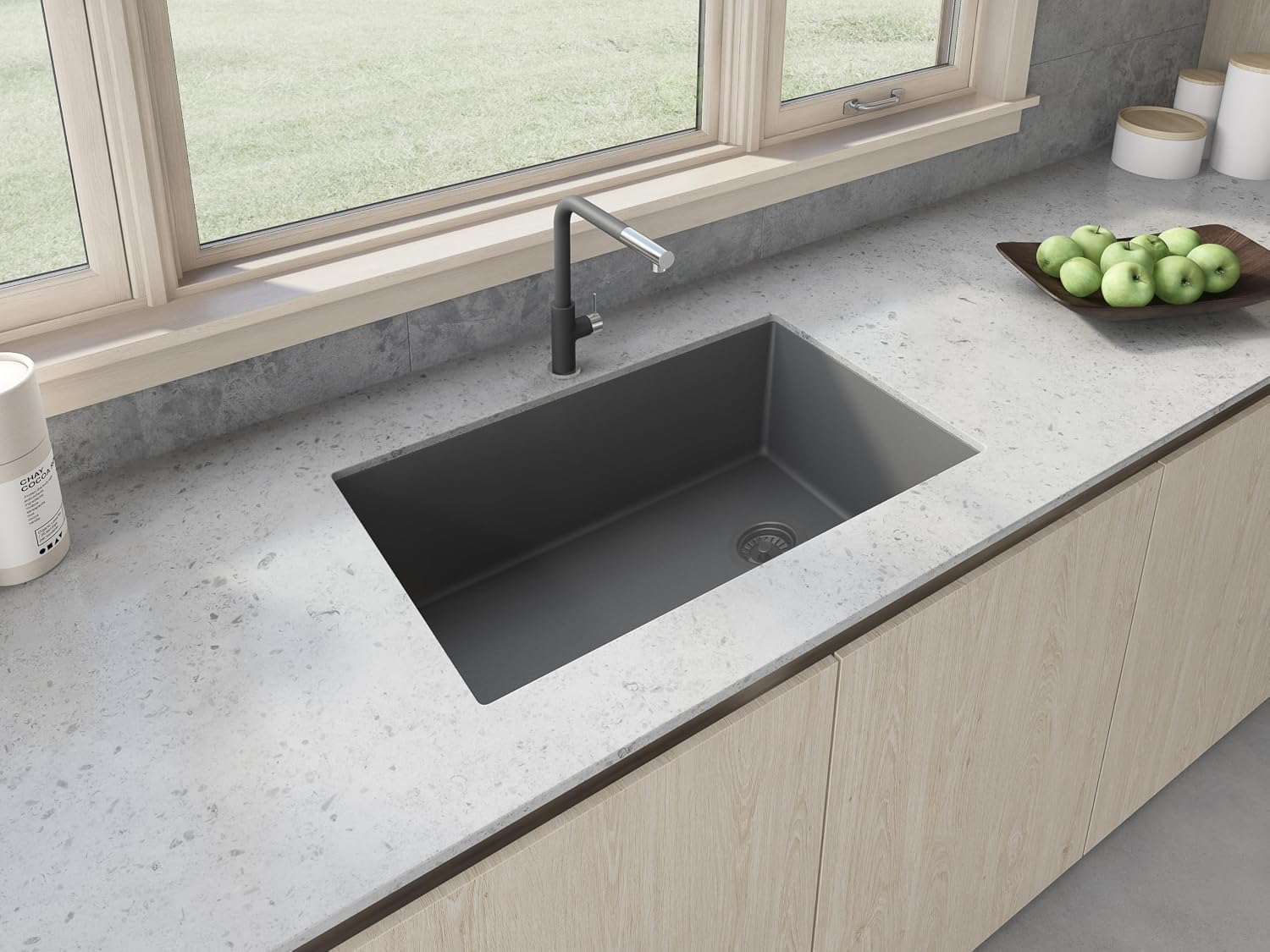 Ruvati 32 x 19 inch epiGranite Undermount Granite Composite Quartz Single Bowl Kitchen Sink - Urban Gray - RVG2033UG