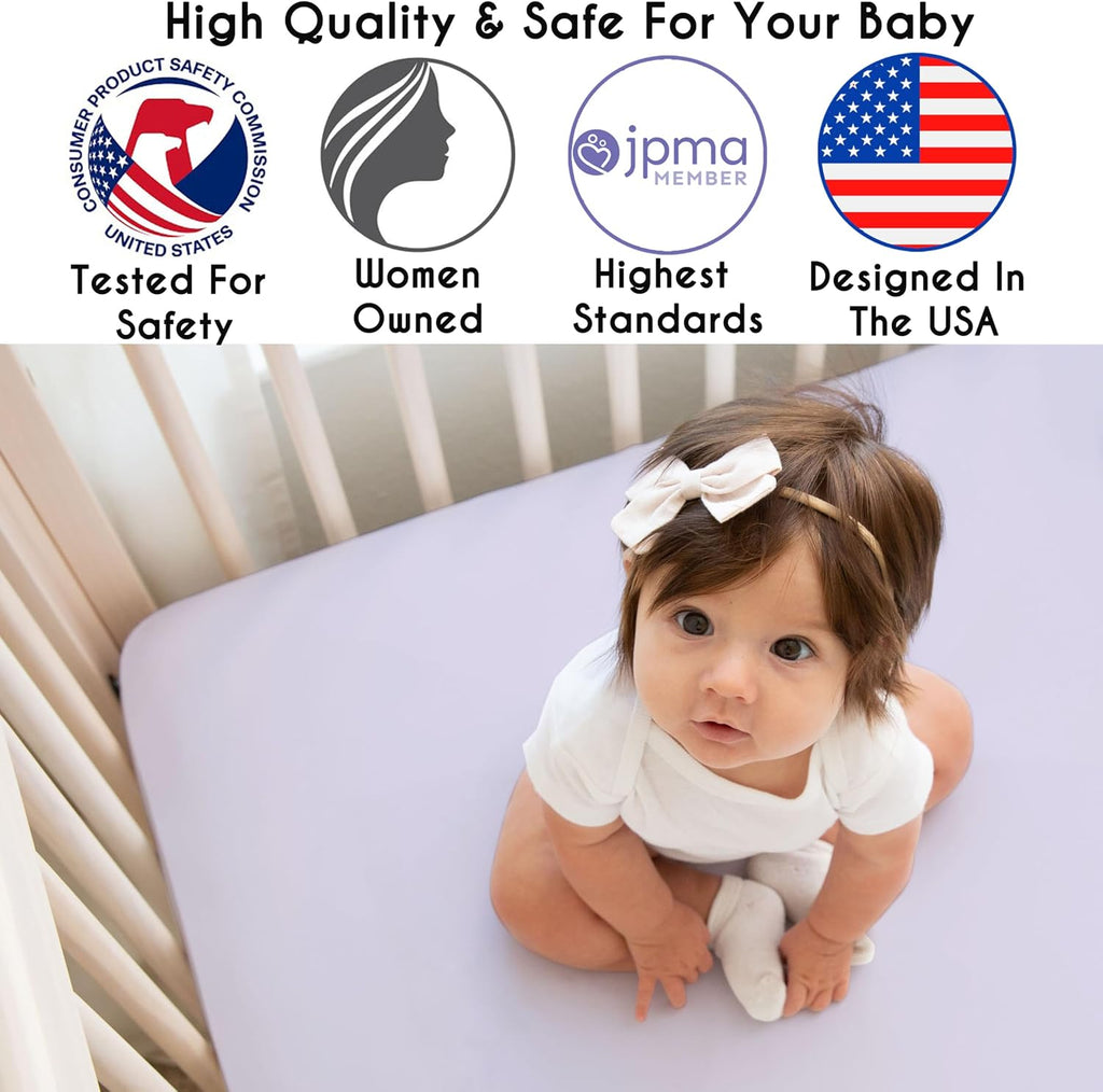 Sweet Jojo Designs 4-Piece Baby Crib Bedding Set (Purple Lavendar Floral Rose) for Girls, Infants/Nursery incl. Blanket, Fitted Sheet, Skirt, Diaper Stacker (Elegant, Princess, Luxury, Ruffle Roses)