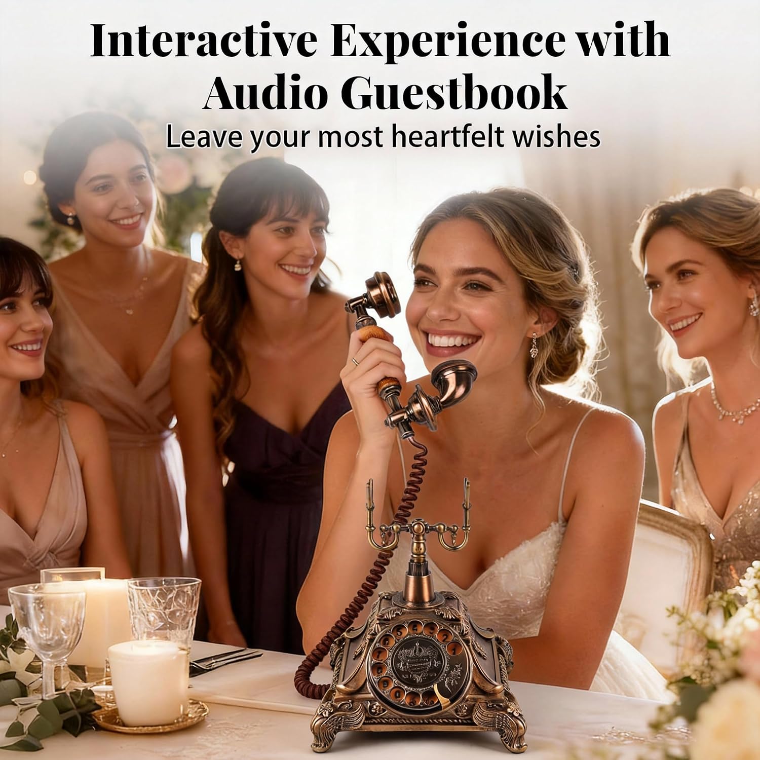 Audio Guest Book Wedding Phone, Audio Guestbook After the Tone,Recording Voicemail for Wedding, Parties, Guaduations, Banquets, Rotary Design (Antique Brown)