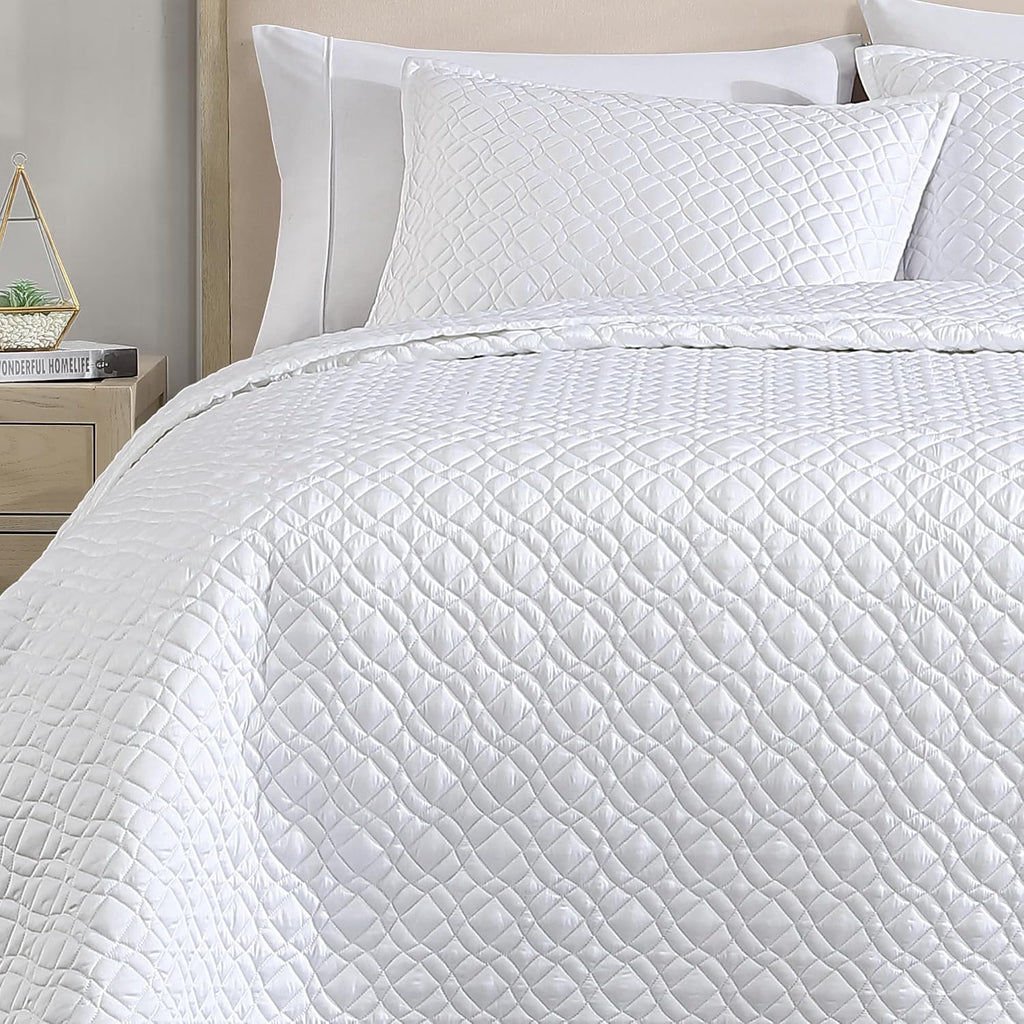 Riverbrook Home Noble Tencel Coverlet Set, King, White, 3 Piece Set