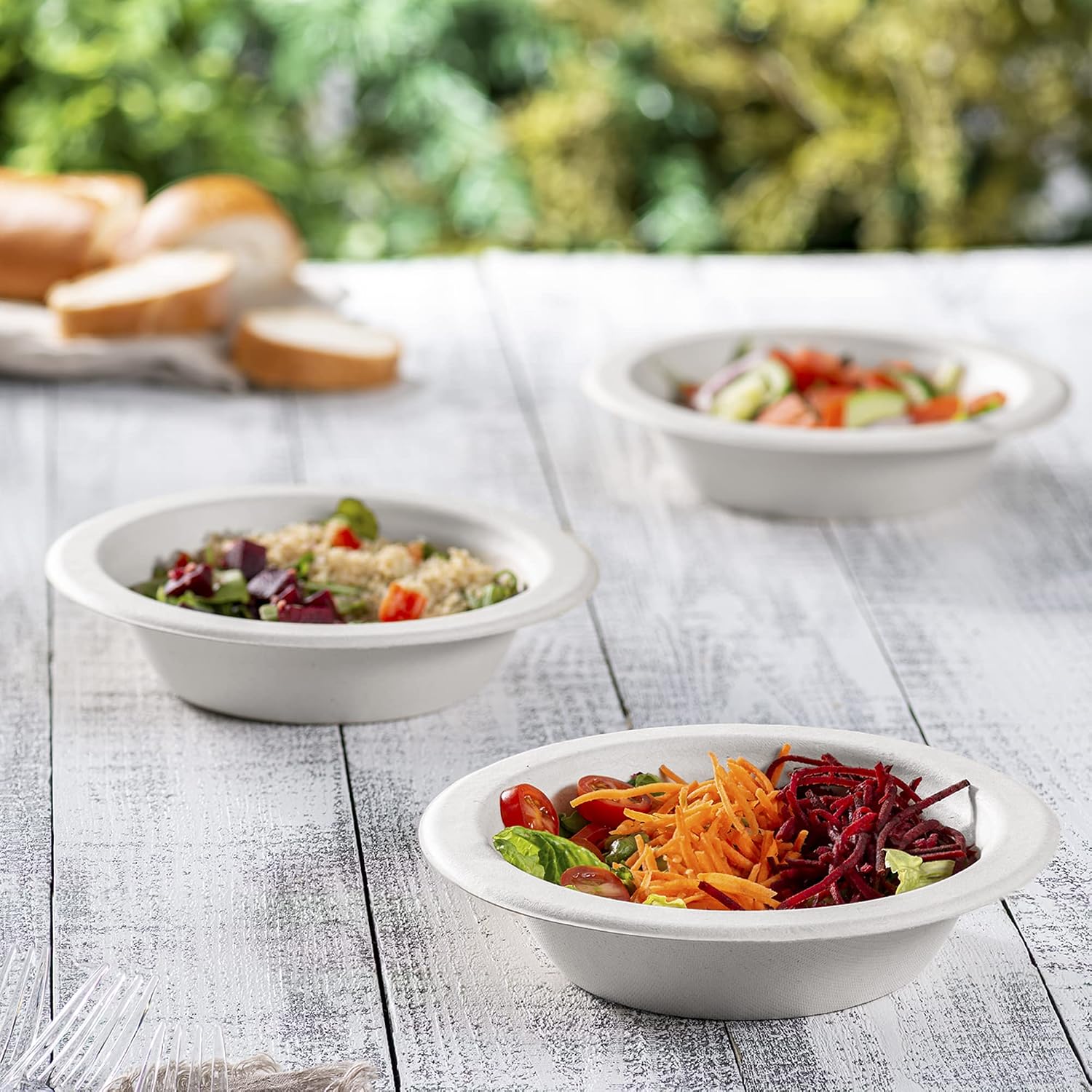GUSTO 100% Compostable 16 oz. Heavy-Duty Bowls [Case of 750] Eco-Friendly Disposable Sugarcane Paper Bowls