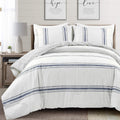 Lush Decor Farmhouse Stripe Reversible Cotton Comforter Set, 3 Piece Set, King, Navy - Cozy Farmhouse Bedding Set - Rustic Decor - Striped Comforter - Modern Farmhouse Bedroom Decor