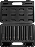 SUNEX TOOLS 2848, 1/2 Inch Drive Impact Socket Set, Extra Long Deep, 8-Piece, SAE, 1/2'-15/16', Cr-Mo Alloy Steel, Radius Corner Design, Dual Size Markings, Heavy Duty Storage Case