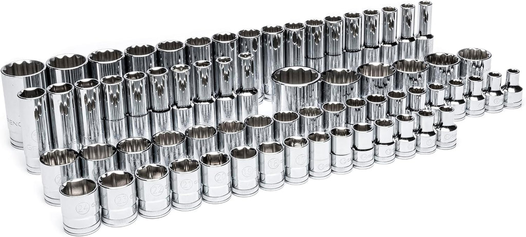 GEARWRENCH 67 Piece 1/2' Drive Master Metric Chrome Socket Set in Foam Storage Tray - GWMSSKT12MM