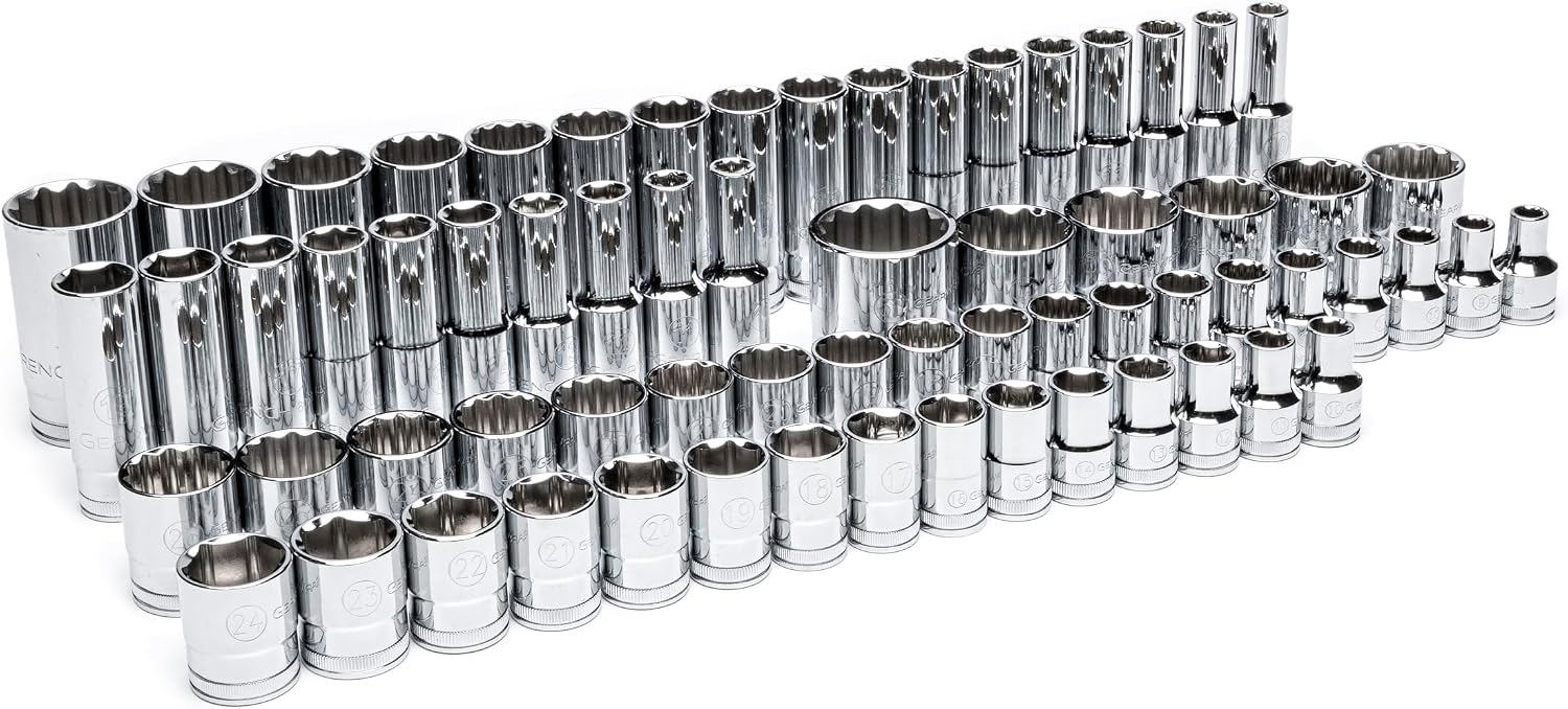GEARWRENCH 67 Piece 1/2' Drive Master Metric Chrome Socket Set in Foam Storage Tray - GWMSSKT12MM