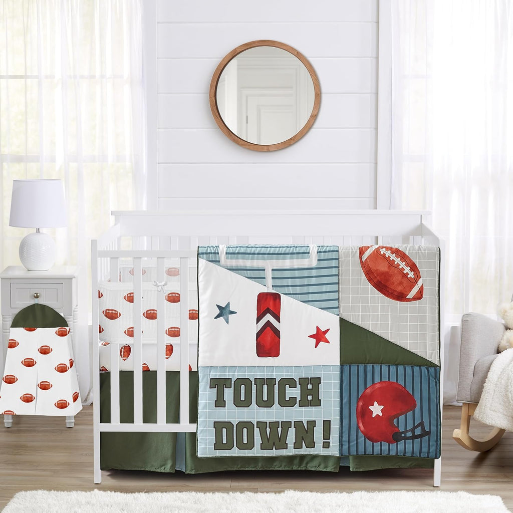 Sweet Jojo Designs American Football MVP Boy Baby Crib Bedding Set Infant Nursery Room BreathableBaby Breathable Mesh Crib Liner Blanket Fitted Sheet Skirt Diaper Stacker 6p Vintage Helmet Sport Theme