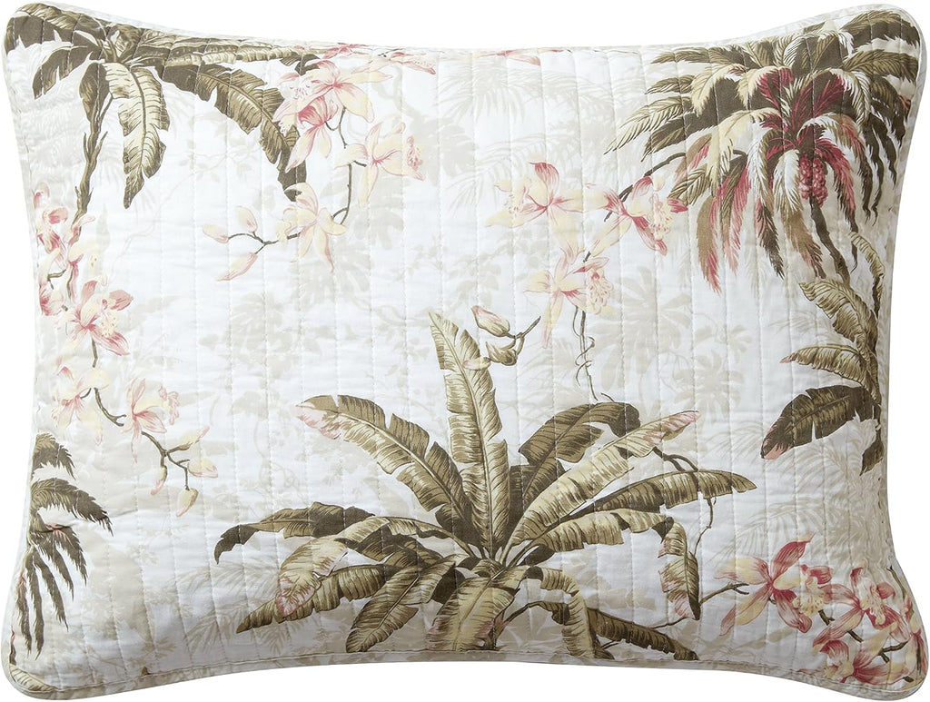 Tommy Bahama - Twin Quilt Set, Reversible Cotton Bedding with Matching Sham, Pre-Washed for Added Softness, Dorm Essentials (Bonny Cove Ivory)