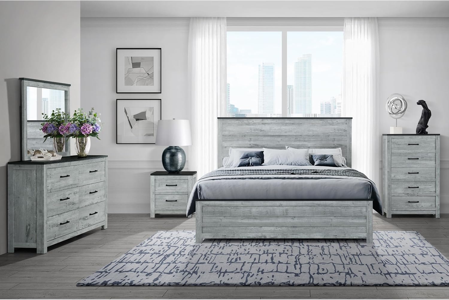 Kicks Grey WASH 5PC Full Bedroom Set