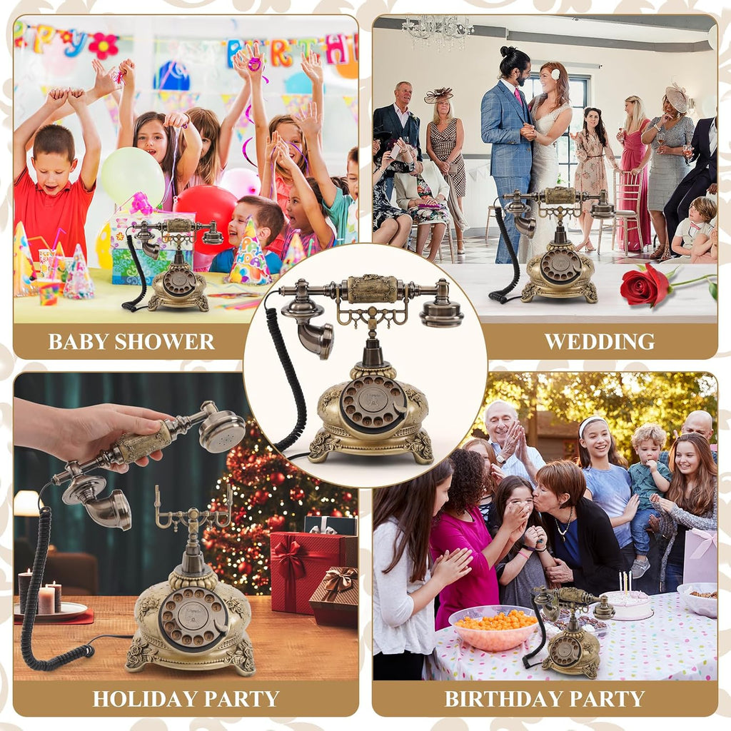 Audio Guest Book Phone, 32G Capacity Vintage Audio GuestBook Wedding Phone, Retro Audio Telephone Recording Customized Voice Message for Your Wedding Party, Bronze