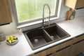 Karran 33' Drop-In/Top Mount Quartz Composite 1-Hole 60/40 Double Bowl Kitchen Sink in Brown