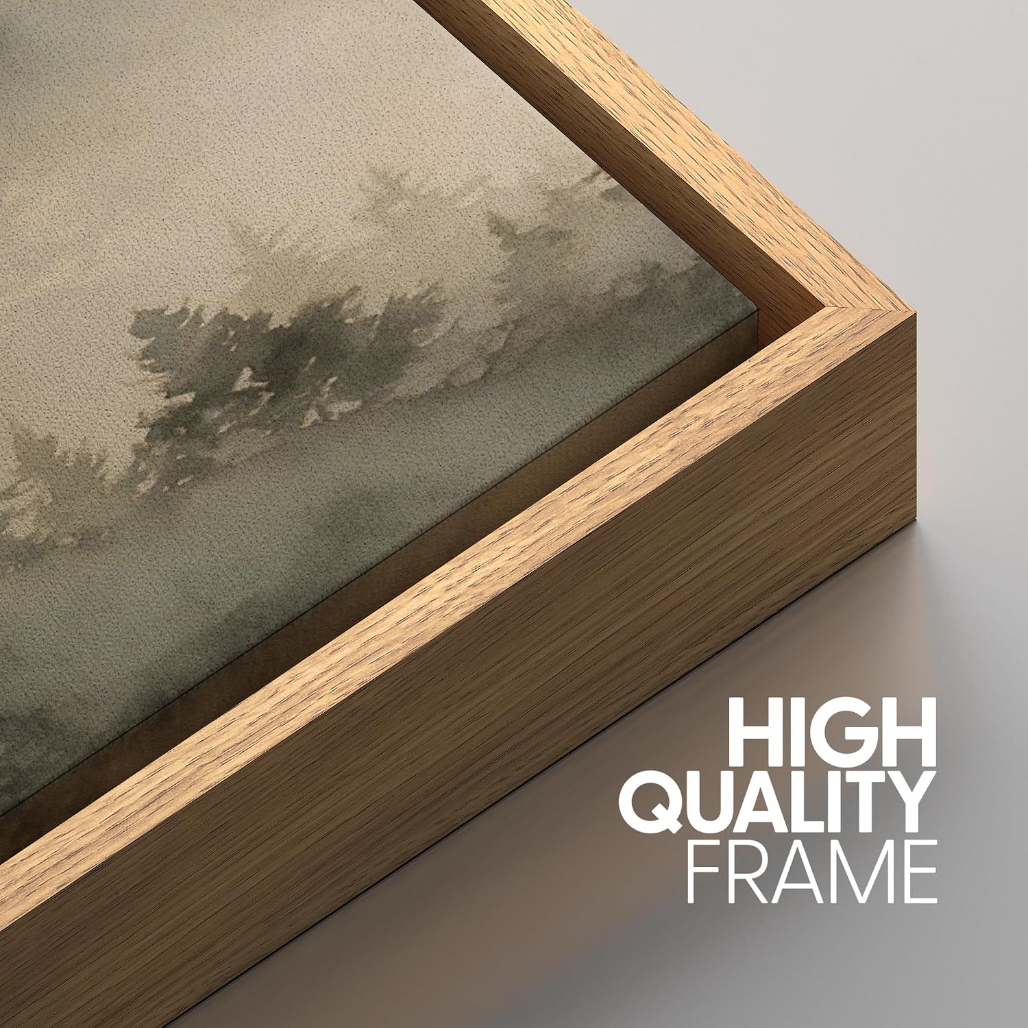 SIGNWIN Framed Canvas Print Wall Art Set Misty Pine Forest Landscape Neutral Woodland Illustrations Modern Scenic Colorful Ultra for Living Room, Bedroom, Office - 24'x36'x3 Natural