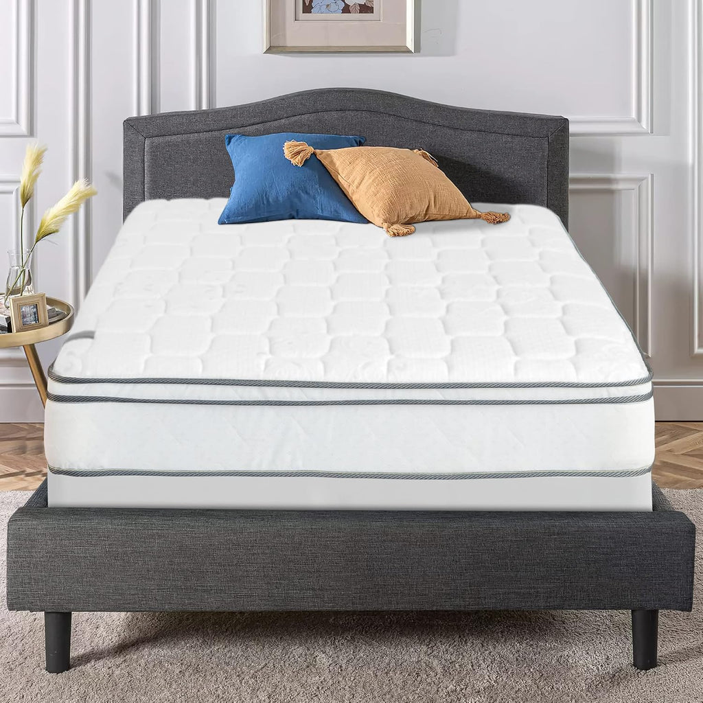 Nutan, 9-Inch Meduim Plush Eurotop Innerspring Mattress with 4' Wood Box Spring Set, Full XL