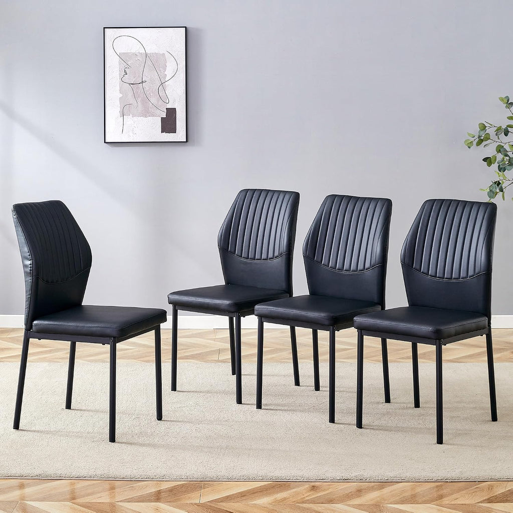Dining Room Chairs Set of 4,Comfortable,Fashionable Soft Padded Kitchen Chairs High Backrests Metal Legs. Suitable for Living Room and Bedroom (Black Set of 4)