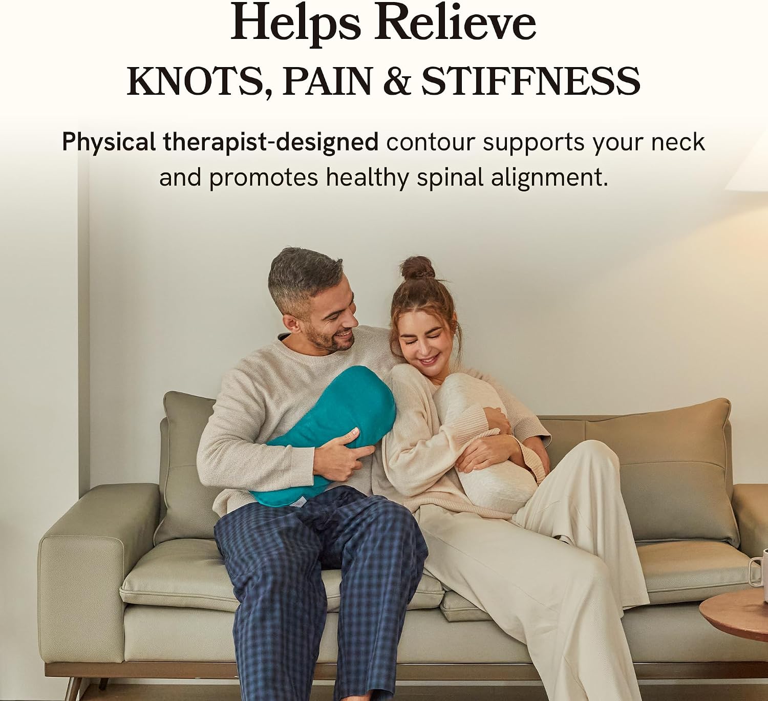 Kanuda Travel Pillow (Scandi Blue) – Orthopedic Cervical Neck Pillow for Travel, Firm Ergonomic Memory Foam Support with CV4 & OCBR Therapy, Washable Cover & Storage Bag