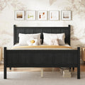 Full Size Flat Panel Bed with Headboard & Footboard, Minimalist Modern Platform Bed with Wood Grain Finish, Shaker & Farmhouse, 11.5' Under-Bed Storage, Sleek & Functional (Black3, Full)