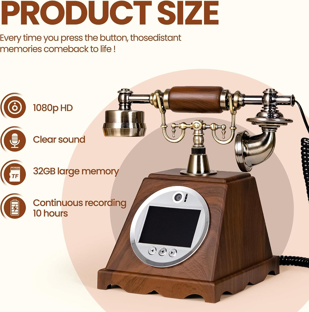 FiayaCom Video Audio Guest Book Wedding Phone,1080P HD Video Phone Guestbook, Preserve Your Special Occasions, Ideal for Wedding Bridal Shower, Birthday, Graduations, Baby Shower(Retro Brown)