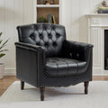 Faux Leather Accent Chair, PU Leather Modern Comfy Upholstered Armchair with Wood Legs & Nailhead Trim for Living Room, Bedroom (Black,Set of 1)