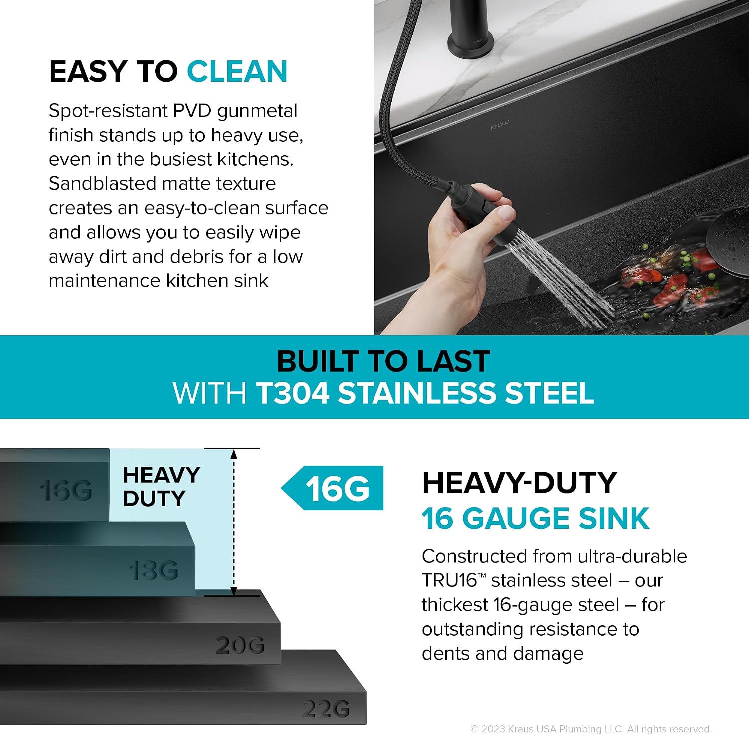 KRAUS Kore Workstation 33-inch Farmhouse Apron Front 16 Gauge Black Stainless Steel Single Bowl Kitchen Sink in PVD Gunmetal Finish with Accessories, KWF210-33/PGM