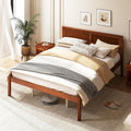 Giantex Full Size Wood Platform Bed with Headboard, Mid Century Solid Wood Full Bed with Slat Support, Double Bed Frame with 16' Under Bed Storage, No Box Spring Needed, Easy Assembly, Walnut