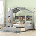 Merax Wood Twin House Daybed with Drawers & Book Shelf, Low Sofa Day Bed for Boys Girls No Box Spring Needed Gray