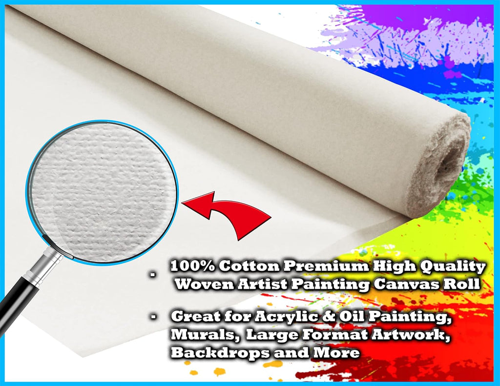 Linen Canvas Rolls for Painting Large Blank Canvas Fabric by The Yard. 60'x5.5 Yd (16.5 Ft) 14oz Universal Triple Primed Artist Linen Canvas Roll. Belgian Linen Alternative for Painters, SDK Murals